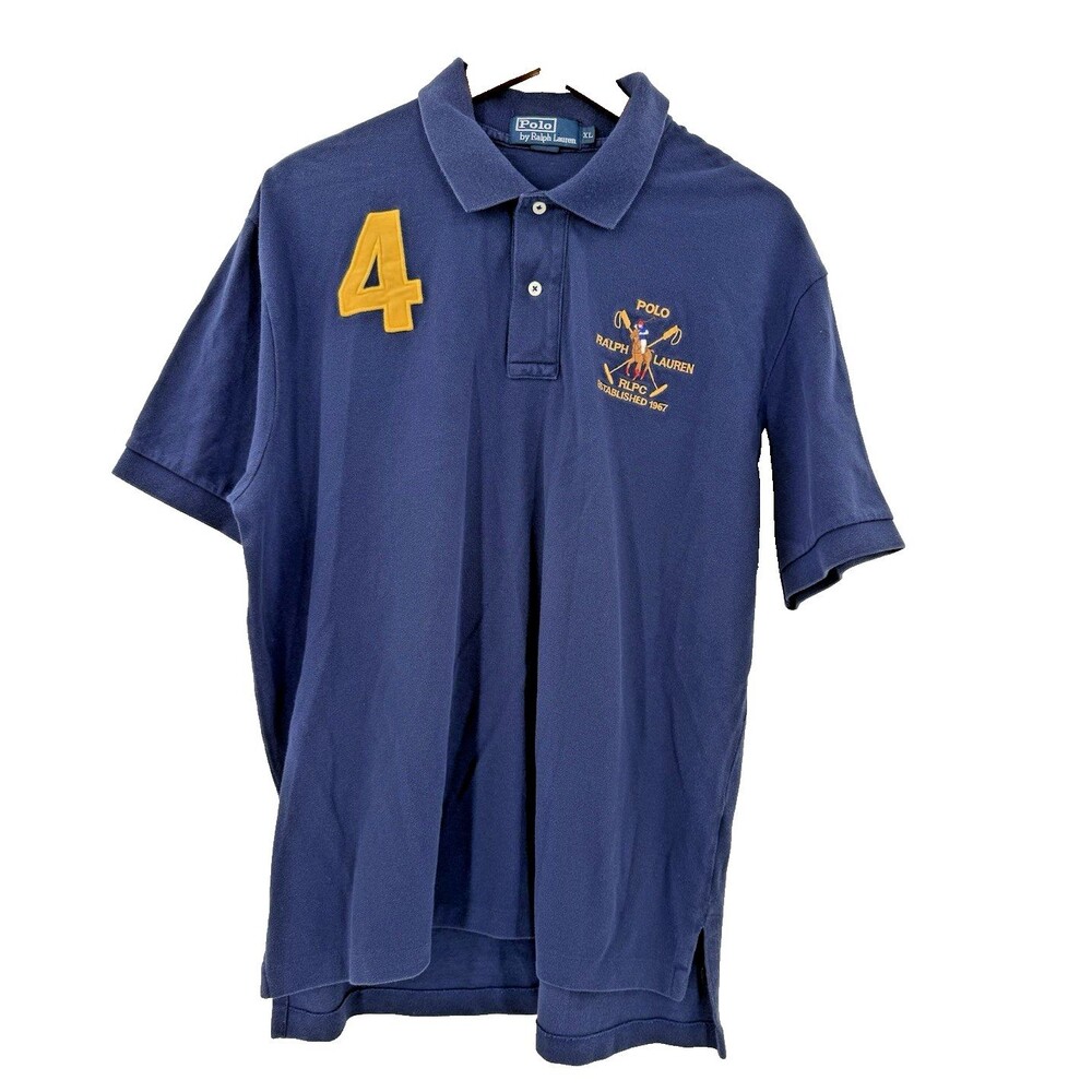 VINTAGE Ralph Lauren Polo Shirt Men's XLARGE Blue Embroidered Rugby RLPC Golf #4